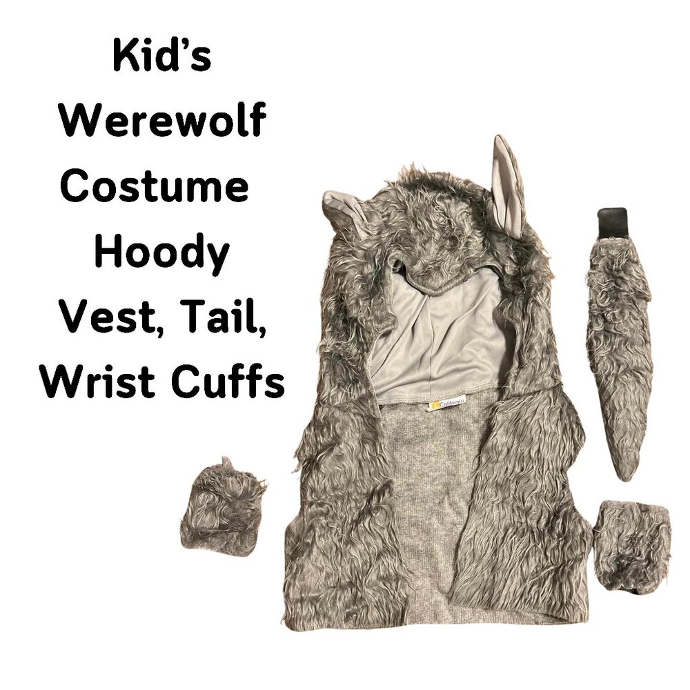 Kids Open Vest Werewolf Costume with Faux Fur Tail & Cuffs